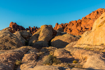 Domes and Towers Formed by Erosion In The Slick Rock Formations of Fire Valley, Valley of Fire State Park, Nevada, USA