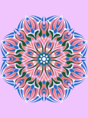 Mandala ornament creative work. Digital art illustration