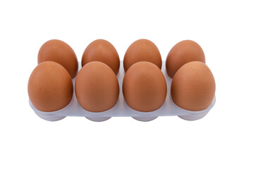 Isolated brown eggs on white background with clipping path