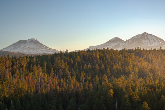 The Three Sisters. Central Oregon is home to three volcanoes known as the "Three Sisters" found outside of the town of Sisters, Ore. in the Cascades.