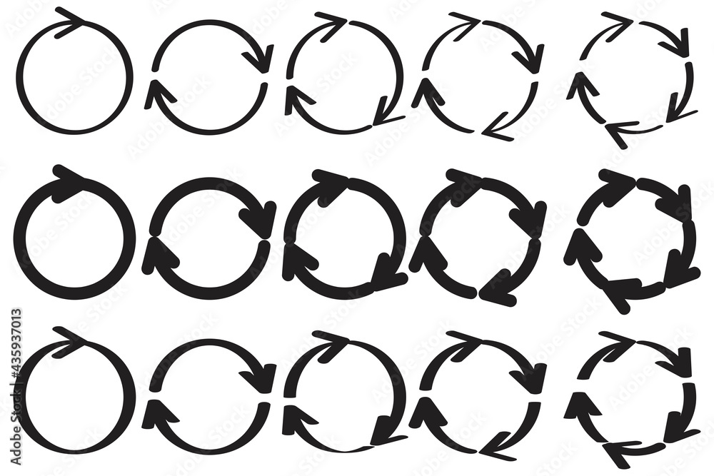 Poster cursor arrow icon set. arrow circles. arrow icon collection. vector illustration. stock image.