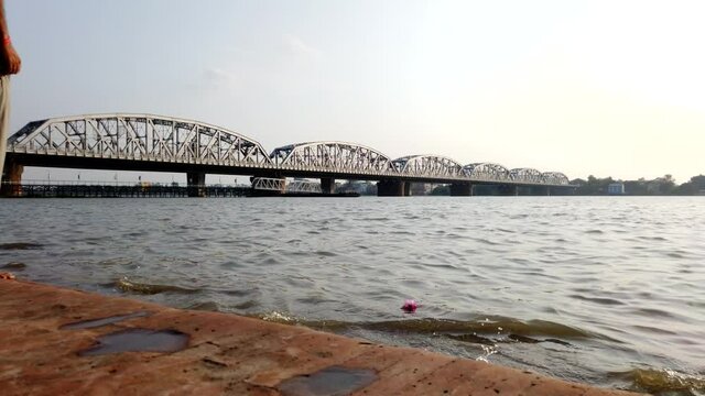 KOLKATA, INDIA - May 02, 2021: Vivekananda Setu (also called Willingdon Bridge and Bally Bridge) is a bridge over the Hooghly River in West Bengal, India.