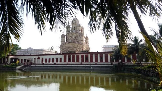 KOLKATA, INDIA - May 02, 2021: Dakshineswar Kali Temple is a Hindu navaratna temple located at Dakshineswar. Situated on the eastern bank of the Hooghly River.