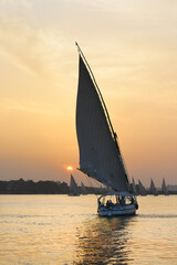 Fototapeta na wymiar Cairo, Egypt - Traditional boats named 
