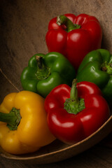 red, green, and yellow bell peppers