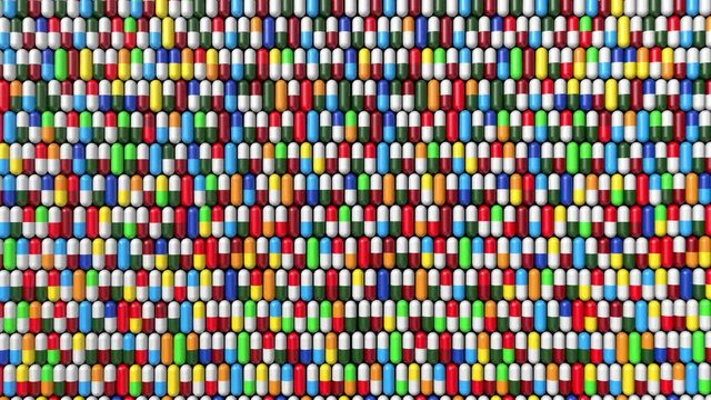 Realistic multicolored capsules.
Medical pills background. 3D rendering.
Medicine, healthcare or pharmacy concept. 