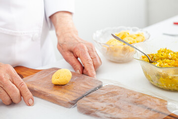 Preparation of a traditional dish from el Valle del Cauca in Colombia called empanada