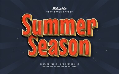 Summer Season Text in Vintage and Cartoon Style. Editable Text Style Effect