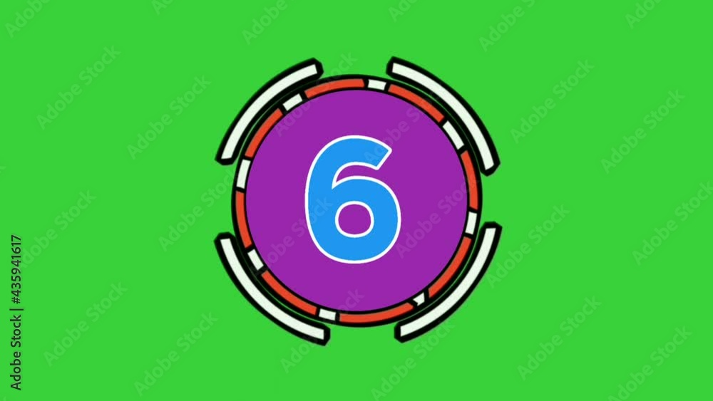 Poster countdown ten to one animation like in split-flap or solari display. chroma key green.background for