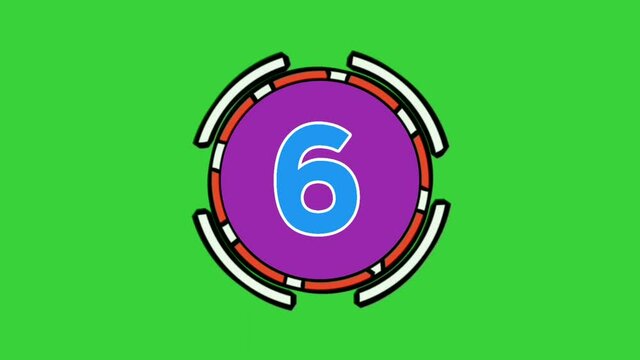 Countdown ten to one animation like in split-flap or solari display. Chroma key green.background for keying.timing concept
