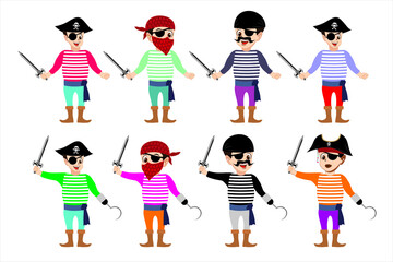 Set of Pirate Cartoon Character