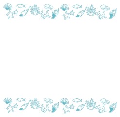 海のアイテム水色01フレーム