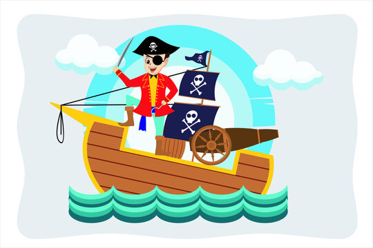 Set of Pirate Cartoon Character
