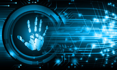 hand Finger print network cyber security background.