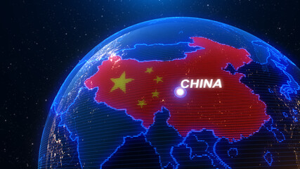 a world map of china, 3d rendering, - 435943898
