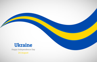Abstract shiny Ukraine wavy flag background. Happy independence day of Ukraine with creative vector illustration