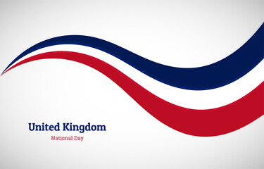 Abstract shiny United Kingdom wavy flag background. Happy national day of United Kingdom with creative vector illustration
