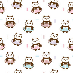Obraz premium Seamless Pattern with Cartoon Panda Design on White Background