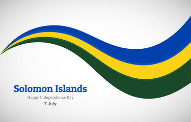 Abstract shiny Solomon Islands wavy flag background. Happy independence day of Solomon Islands with creative vector illustration