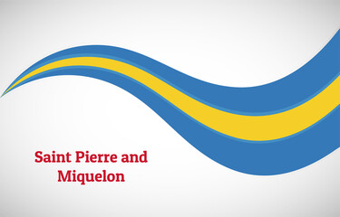 Abstract shiny wavy flag background. Happy national day of Saint Pierre and Miquelon with creative vector illustration