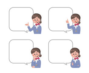 Female operators with various facial expressions to comment_03