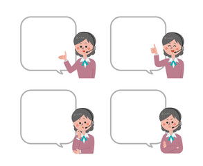 Female operators with various facial expressions to comment_04