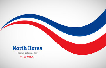 Abstract shiny North Korea wavy flag background. Happy national day of North Korea with creative vector illustration