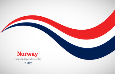 Abstract shiny Norway wavy flag background. Happy independence day of Norway with creative vector illustration