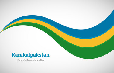 Abstract shiny Karakalpakstan wavy flag background. Happy independence day of Karakalpakstan with creative vector illustration