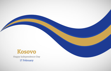 Abstract shiny Kosovo wavy flag background. Happy independence day of Kosovo with creative vector illustration