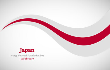 Abstract shiny Japan wavy flag background. Happy national foundation day of Japan with creative vector illustration