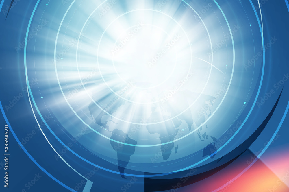 Poster 3d illustration of graphical abstract technology with circular curve lines and zoom effect