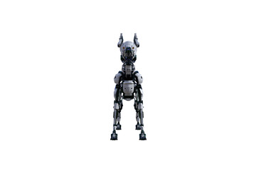 Cyborg dog with various poses for using a collage. Cyborg dog with black and white textures created in 15 degree steps. 3D rendering, 3D illustration