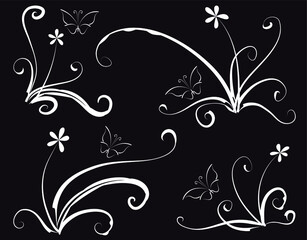 vector drawing plant love hearts flowers trees leaf Orchid icon sign design set