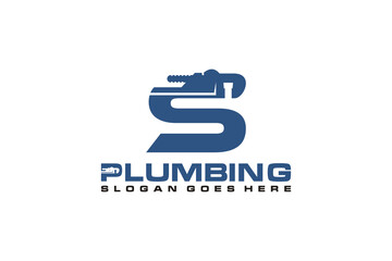 S Initial for Plumbing Service Logo Template, Water Service Logo icon vector.