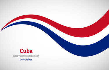 Abstract shiny Cuba wavy flag background. Happy independence day of Cuba with creative vector illustration