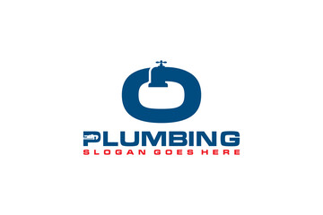 O Initial for Plumbing Service Logo Template, Water Service Logo icon vector.