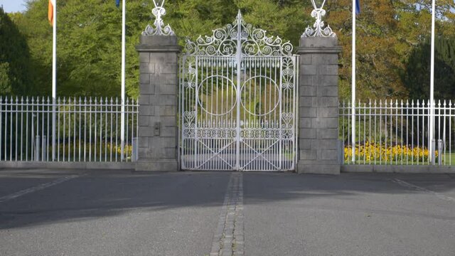 Sovereign gates of Aras an Uachtarain President house Ireland Dublin