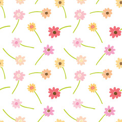 Obraz na płótnie Canvas Seamless Pattern with Hand Drawn Flower Art Design on White Background
