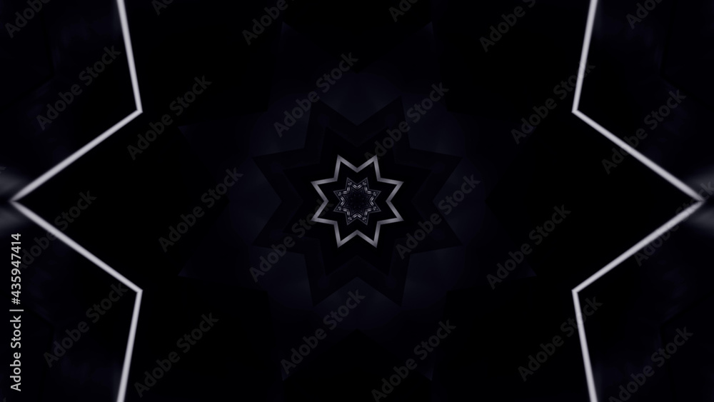Poster 3d rendering of a futuristic background with geometric shapes and black and white glowing lights