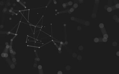 Abstract background. Molecules technology with polygonal shapes, connecting dots and lines. Connection structure. Big data visualization.