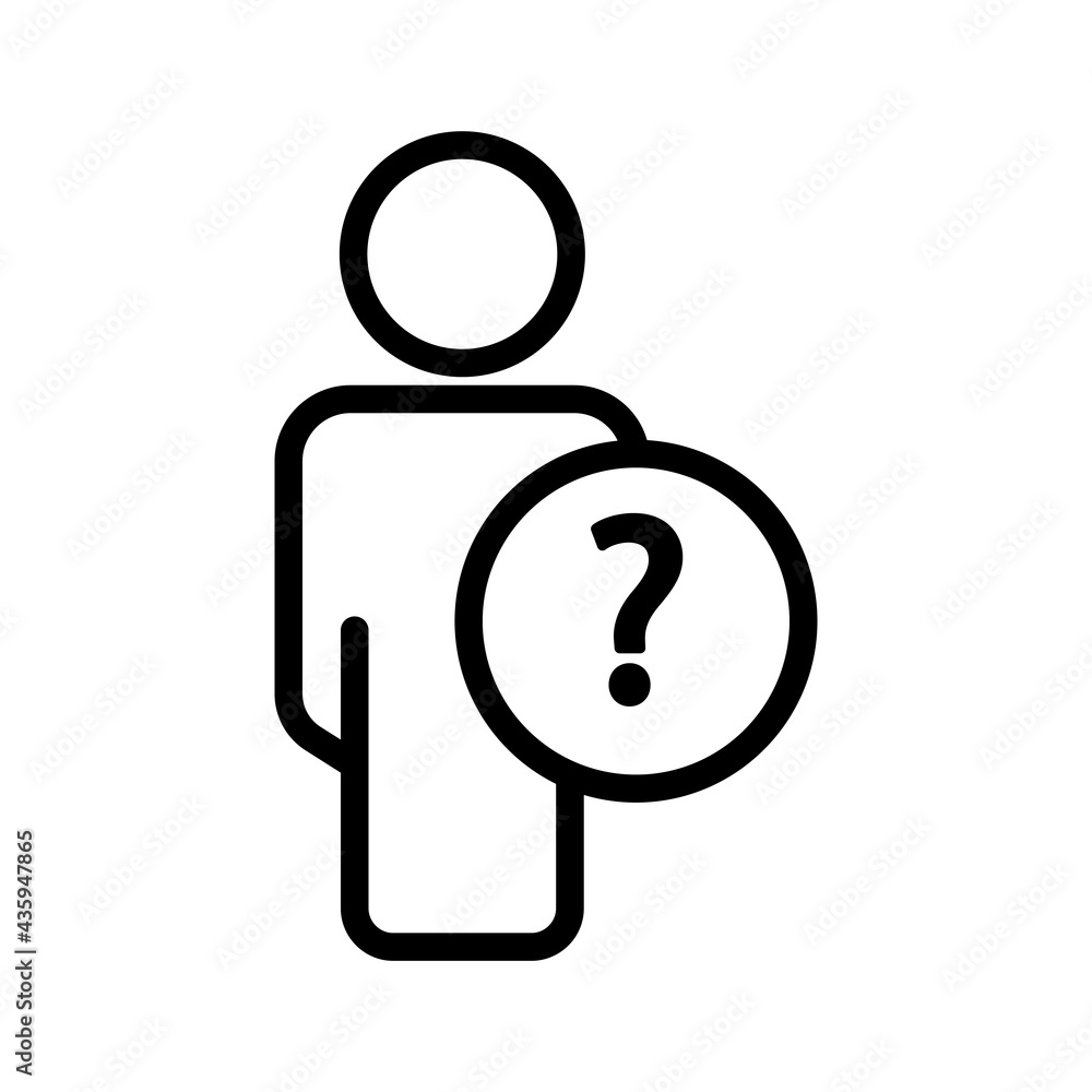 Poster people line icon with question mark. business solution. business symbol. simple illustration. editab