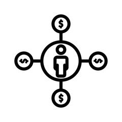 People line icon with dollar. Business symbol. simple illustration. Editable stroke. Design template vector