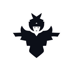 Samurai warrior emblem logo icon Protective ammunition armor helmet sign symbol Game sport design Cartoon children's style Fashion print clothes apparel greeting invitation card flyer poster banner