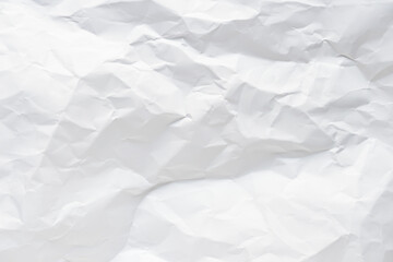 White crumpled paper texture background.