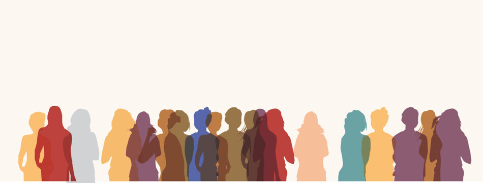 Silhouette Vector Of People In Groups.