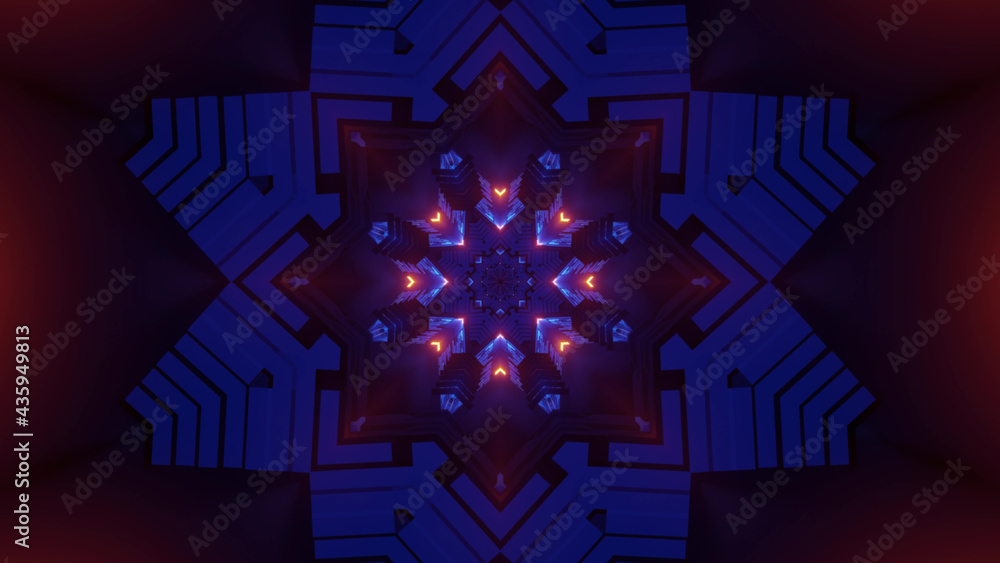 Aufkleber 3d rendering of a futuristic background with geometric shapes and glowing neon lights