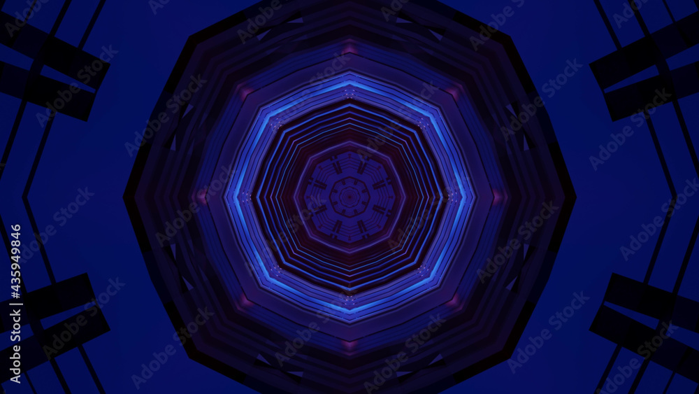 Poster 3d rendering of a futuristic background with geometric shapes and glowing neon lights