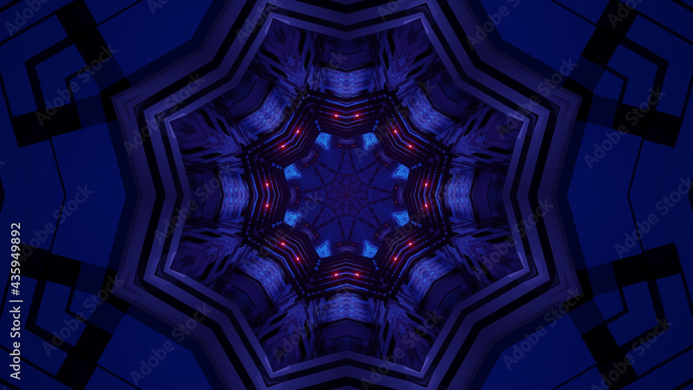 Poster 3d rendering of a futuristic background with geometric shapes and glowing neon lights