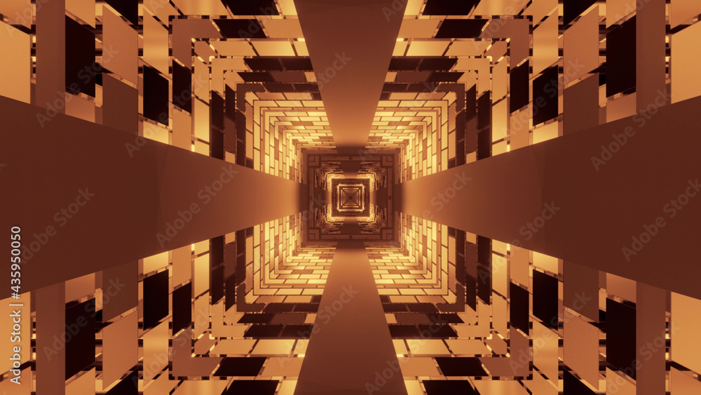 Poster 3d rendering of a futuristic background with geometric shapes and glowing neon lights